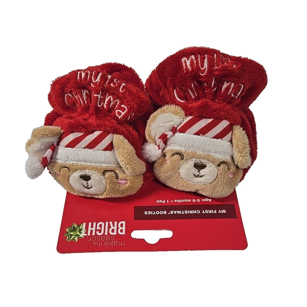 MAKE THE SEASON BRIGHT My First Christmas Booties 0-6 Months New READ